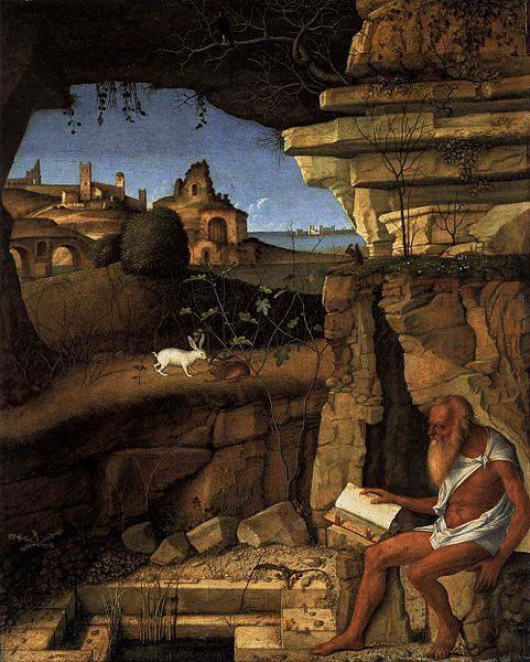 Giovanni Bellini St Jerome Reading in the Countryside oil painting image
